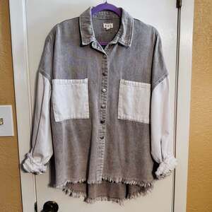 POL Two Toned Grey Denim Shirt M (8-10)